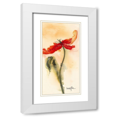 Tulipe II White Modern Wood Framed Art Print with Double Matting by Marthe