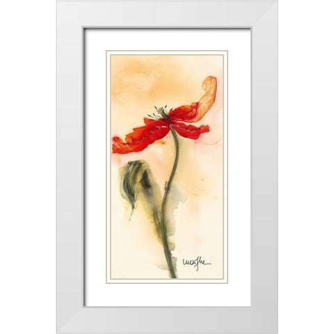Tulipe II White Modern Wood Framed Art Print with Double Matting by Marthe