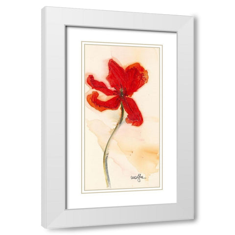 Tulipe III White Modern Wood Framed Art Print with Double Matting by Marthe