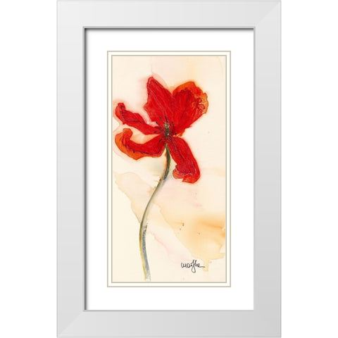 Tulipe III White Modern Wood Framed Art Print with Double Matting by Marthe