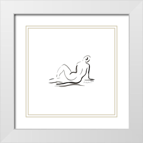 Nu allonge II White Modern Wood Framed Art Print with Double Matting by Marteau, Frederique