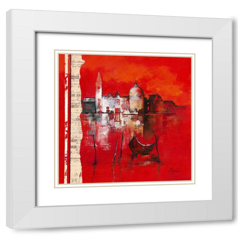Venise Reflets White Modern Wood Framed Art Print with Double Matting by Manero, Annie