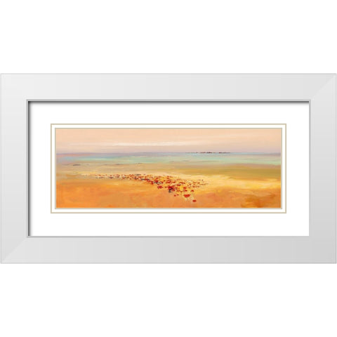 Poppy-Field White Modern Wood Framed Art Print with Double Matting by Groenhart, Jan