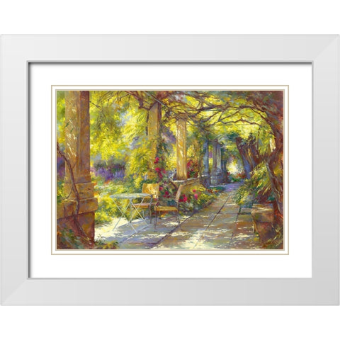 Promenade provencale White Modern Wood Framed Art Print with Double Matting by Messely, Johan