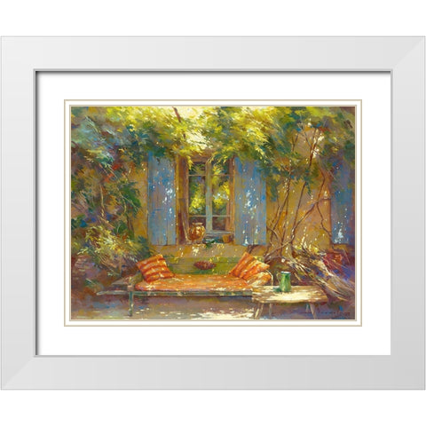 Sieste au sabot rouge White Modern Wood Framed Art Print with Double Matting by Messely, Johan