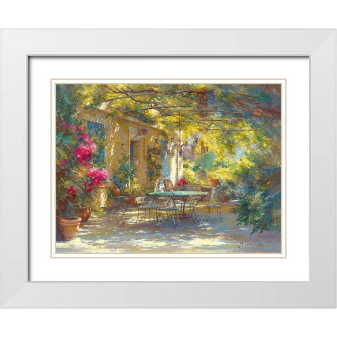 Ambiance d ete White Modern Wood Framed Art Print with Double Matting by Messely, Johan