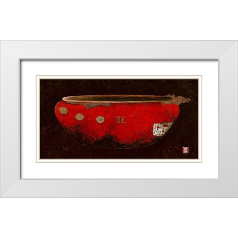 Asian Vasque White Modern Wood Framed Art Print with Double Matting by Thiry, Diana