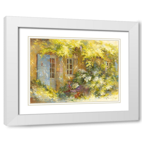 Le laurier blanc White Modern Wood Framed Art Print with Double Matting by Messely, Johan