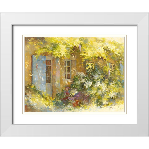 Le laurier blanc White Modern Wood Framed Art Print with Double Matting by Messely, Johan