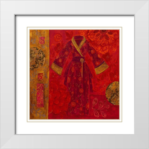 Precieux Kimono White Modern Wood Framed Art Print with Double Matting by Pillault, Loetitia