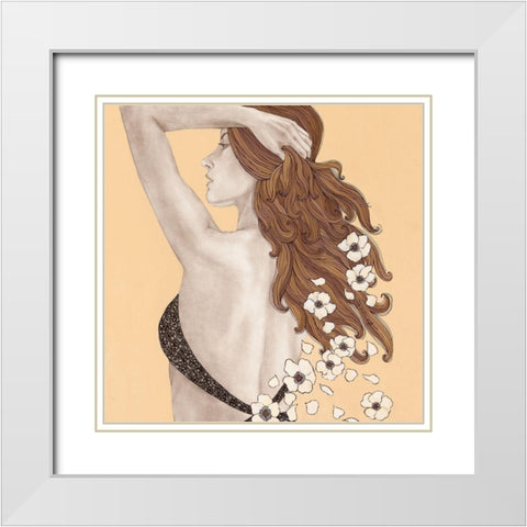 Message of Flowers White Modern Wood Framed Art Print with Double Matting by Gouskova, Olga