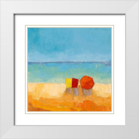 Parasols I White Modern Wood Framed Art Print with Double Matting by Pivier-Attolini, Regine