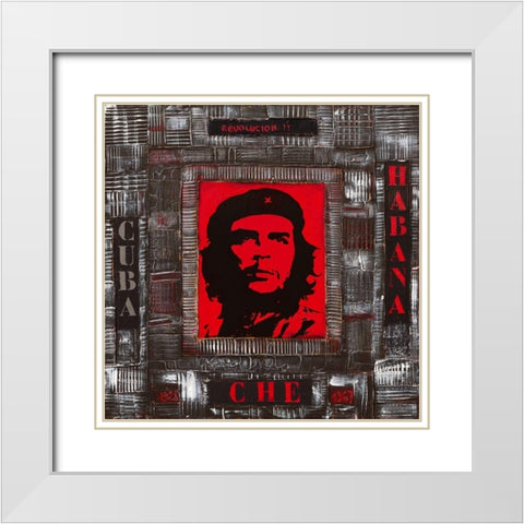 Revolucion White Modern Wood Framed Art Print with Double Matting by Candon, Frederick