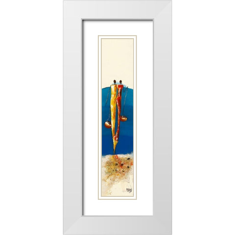 Duo Bleu White Modern Wood Framed Art Print with Double Matting by Marso