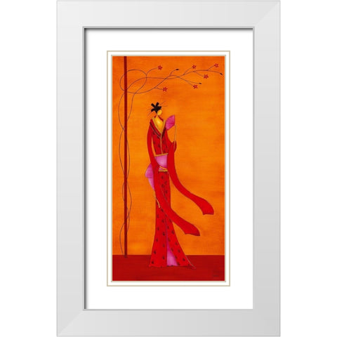 Geisha I White Modern Wood Framed Art Print with Double Matting by Ona