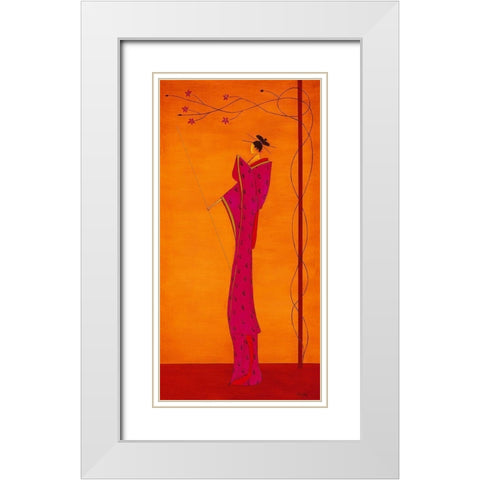 Geisha III White Modern Wood Framed Art Print with Double Matting by Ona