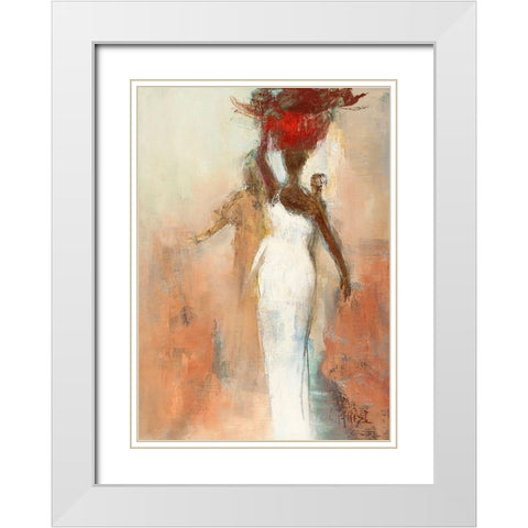 Silhouettes Africaines I White Modern Wood Framed Art Print with Double Matting by Parise, Chantal