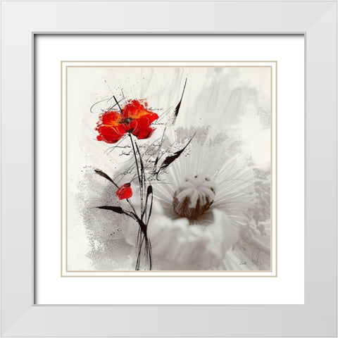 Petite aventure fleurie I White Modern Wood Framed Art Print with Double Matting by Zacher-Finet, Isabelle
