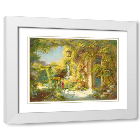 L apero chez les amis White Modern Wood Framed Art Print with Double Matting by Messely, Johan