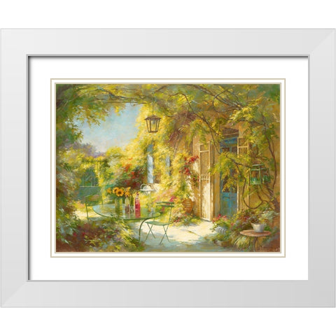 L apero chez les amis White Modern Wood Framed Art Print with Double Matting by Messely, Johan