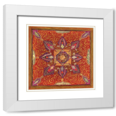 Carre Indien I White Modern Wood Framed Art Print with Double Matting by Maugeri, Valerie