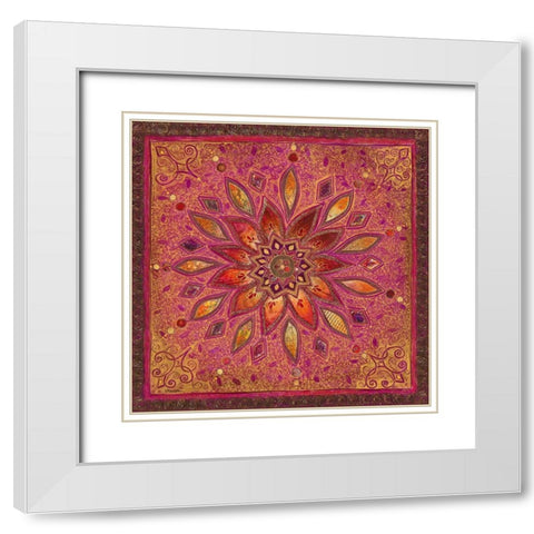 Carre Indien II White Modern Wood Framed Art Print with Double Matting by Maugeri, Valerie