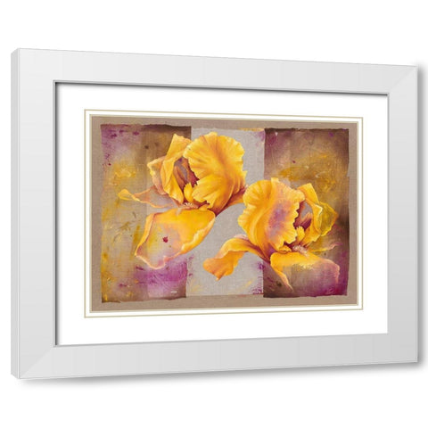 Iris White Modern Wood Framed Art Print with Double Matting by Cadoret, Virginie