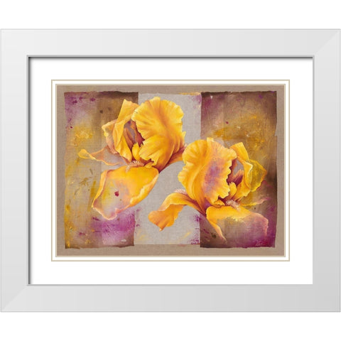 Iris White Modern Wood Framed Art Print with Double Matting by Cadoret, Virginie