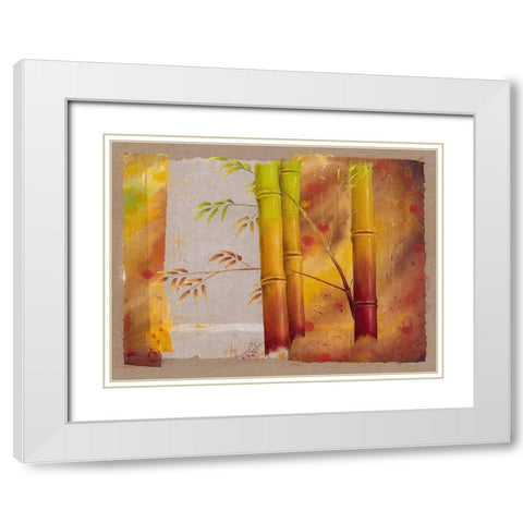 Bambou I White Modern Wood Framed Art Print with Double Matting by Cadoret, Virginie