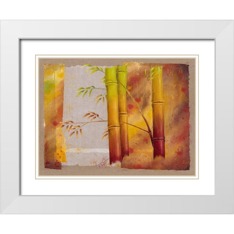 Bambou I White Modern Wood Framed Art Print with Double Matting by Cadoret, Virginie