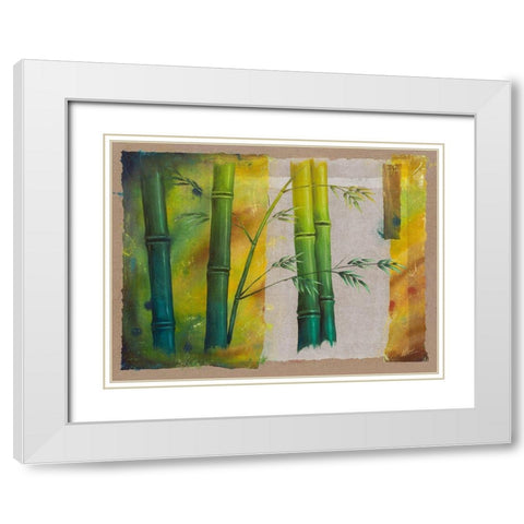 Bambou II White Modern Wood Framed Art Print with Double Matting by Cadoret, Virginie