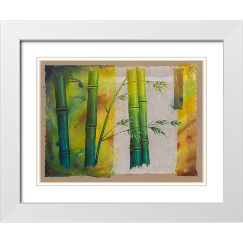 Bambou II White Modern Wood Framed Art Print with Double Matting by Cadoret, Virginie