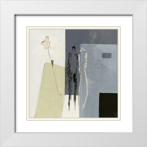 Comme une fleur Blanche White Modern Wood Framed Art Print with Double Matting by Choisy, Christian