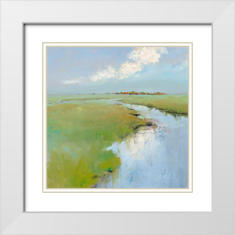 Water and Land White Modern Wood Framed Art Print with Double Matting by Groenhart, Jan
