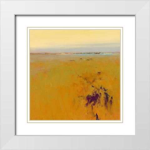 Meadow in warm Colors White Modern Wood Framed Art Print with Double Matting by Groenhart, Jan