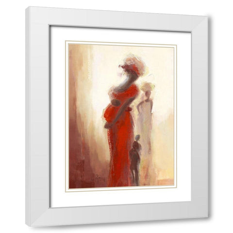 Silhouettes Africaines III White Modern Wood Framed Art Print with Double Matting by Parise, Chantal