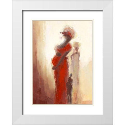 Silhouettes Africaines III White Modern Wood Framed Art Print with Double Matting by Parise, Chantal