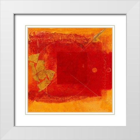 Red square with circle and gold White Modern Wood Framed Art Print with Double Matting by van Marissing, Louis