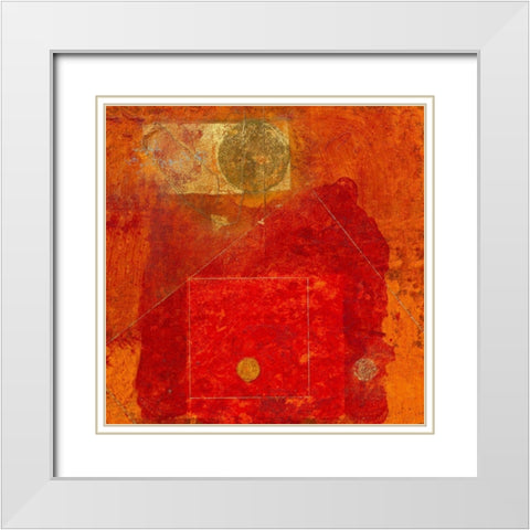 Squares with circles White Modern Wood Framed Art Print with Double Matting by van Marissing, Louis