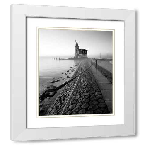 Lighthouse White Modern Wood Framed Art Print with Double Matting by Duczynski, Maciej
