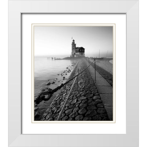 Lighthouse White Modern Wood Framed Art Print with Double Matting by Duczynski, Maciej