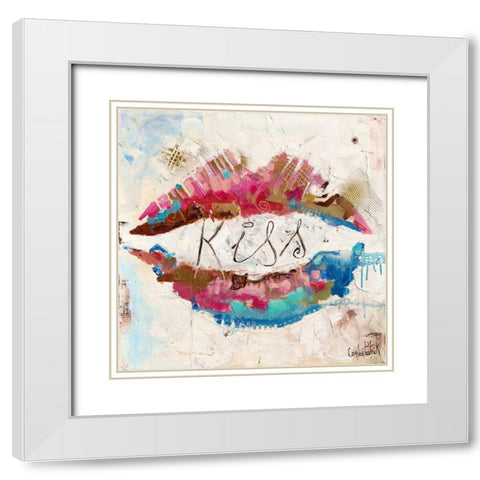 Kiss White Modern Wood Framed Art Print with Double Matting by Cornee, Patrick