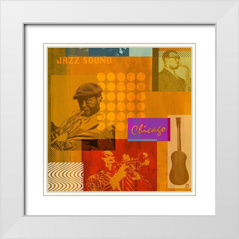 Jazz II White Modern Wood Framed Art Print with Double Matting by Paput, Philippe