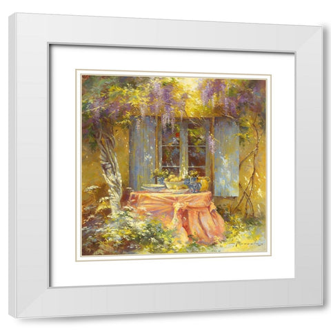 Couleurs du printempsÂ  White Modern Wood Framed Art Print with Double Matting by Messely, Johan