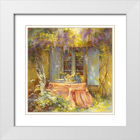 Couleurs du printempsÂ  White Modern Wood Framed Art Print with Double Matting by Messely, Johan