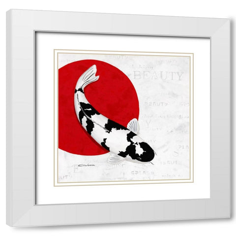 Splashing Beauty Shiro Utsuri White Modern Wood Framed Art Print with Double Matting by Gruhn, Nicole
