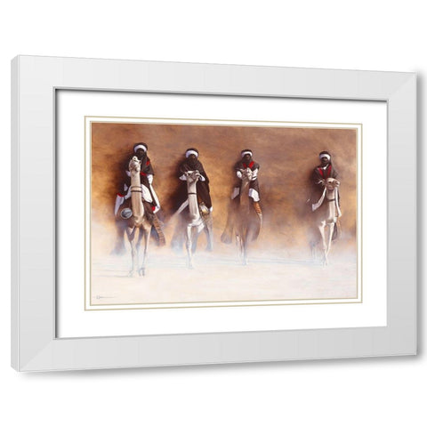 Les Cavaliers de l Aube White Modern Wood Framed Art Print with Double Matting by Cazal, Cedric
