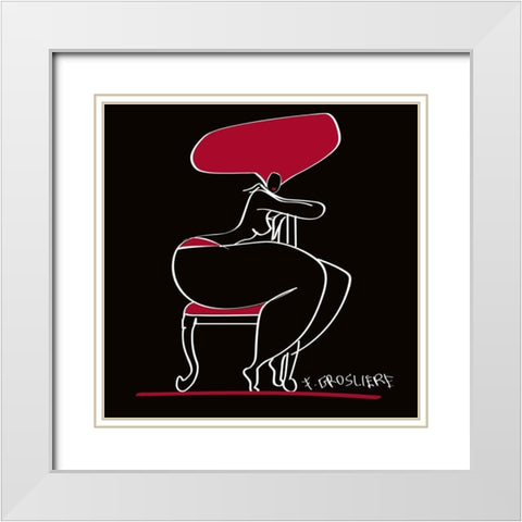a Califourchon! White Modern Wood Framed Art Print with Double Matting by F. Grosliere