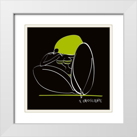 Face a la mer White Modern Wood Framed Art Print with Double Matting by F. Grosliere