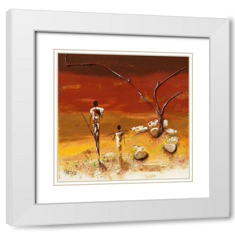 Les bergers White Modern Wood Framed Art Print with Double Matting by Marso